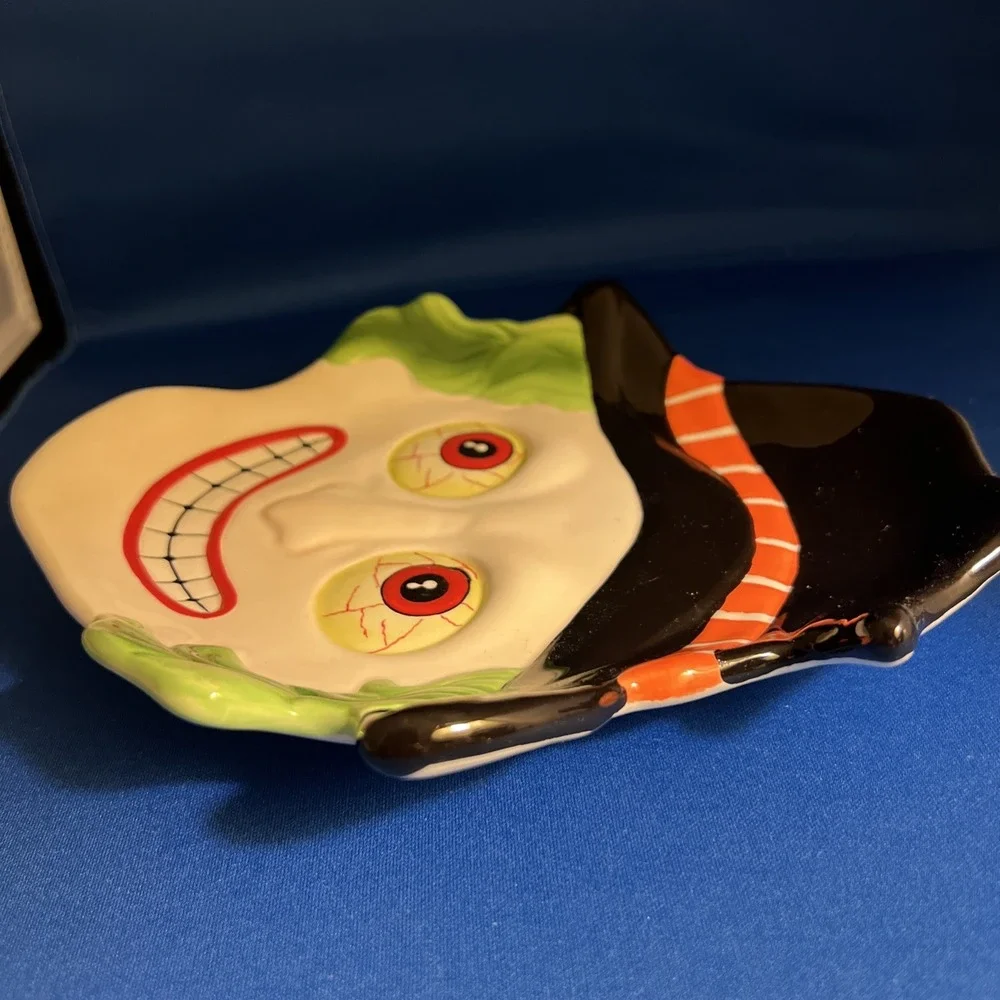 Vintage Lillian Vernon Face Plate Candy Tray Halloween Ceramic Fall Decor